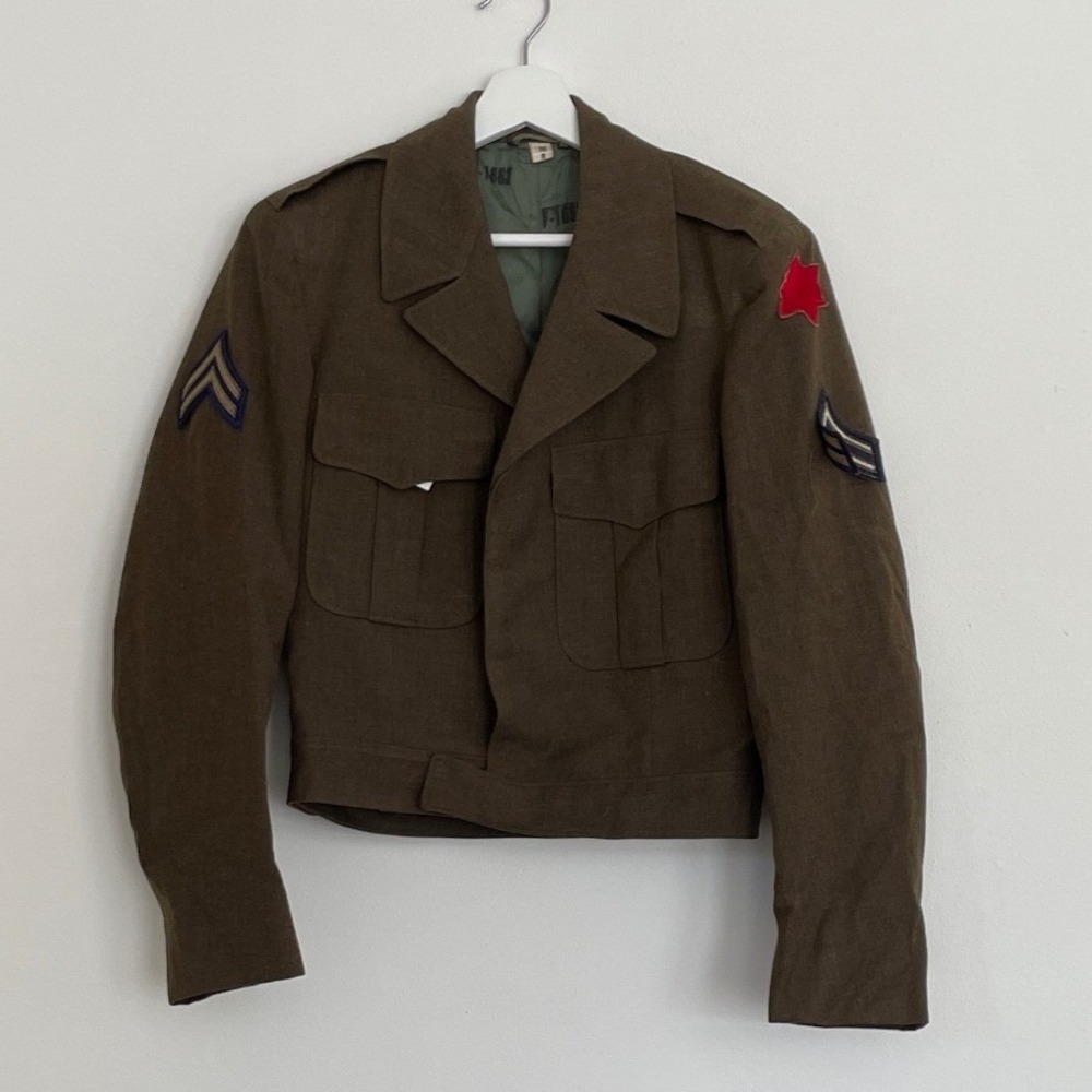 Vintage 1952 US Army M-1950 Ike Jacket Wool Liberty Coat Co Olive Drab 38R